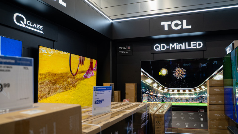 A TCL Mini LED display at a retail outlet.