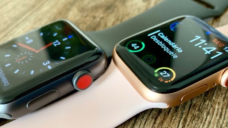 Close of shot at two Apple Watch models
