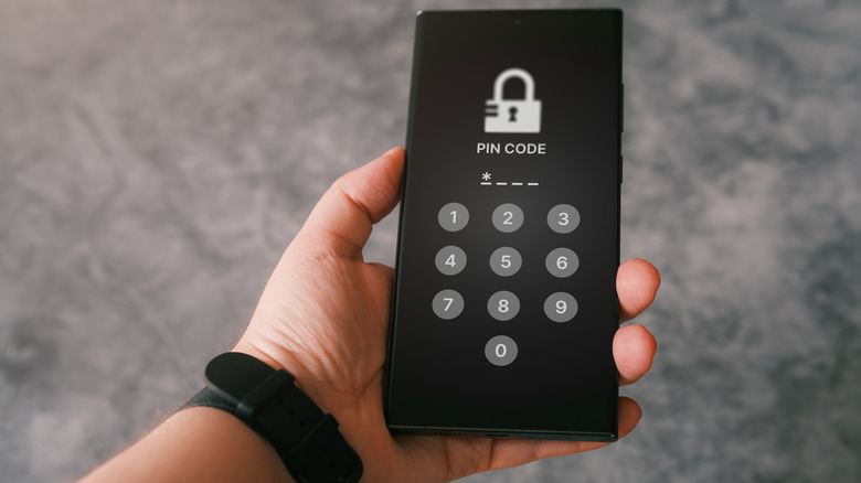 Entering a PIN code on a phone