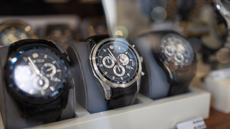 luxury watches on display
