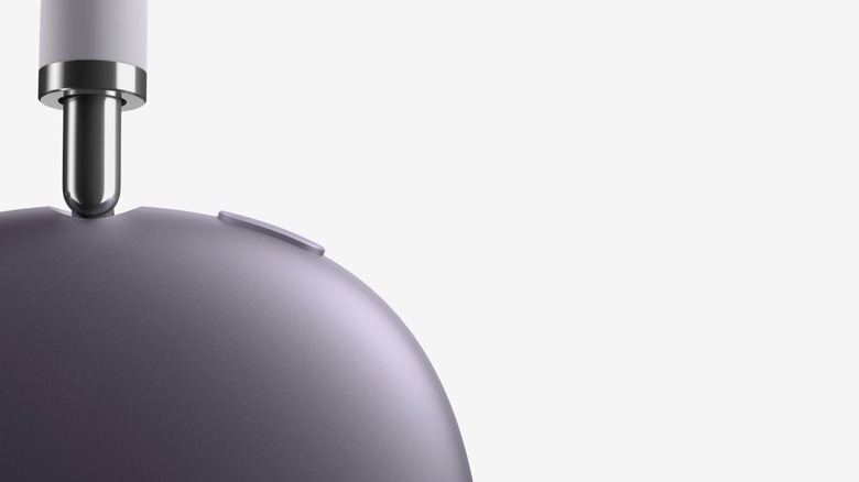 Up close AirPods Max 2 promotional image highlighting the purple model