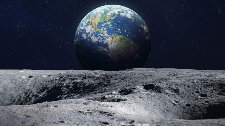 artists impression of Earth seen from the Moon