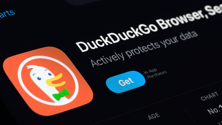 the DuckDuckGo internet search engine app