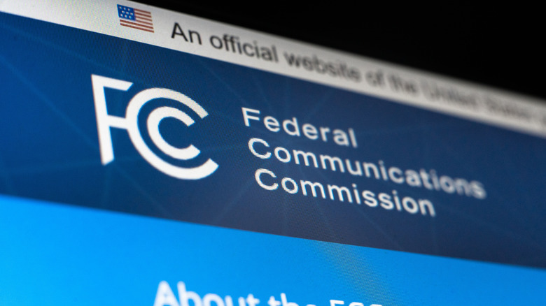 Federal Communications Commission website with logo in full view.