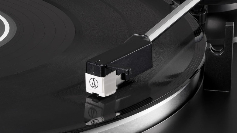 Close-up shot of Audio-Technica's AT-LP60X-BK Turntable