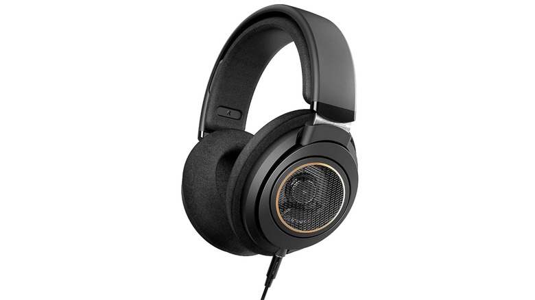 An Amazon promotional photo for the Philips SHP9600 Wired Headphones, the headphones are displayed against an all-white backdrop