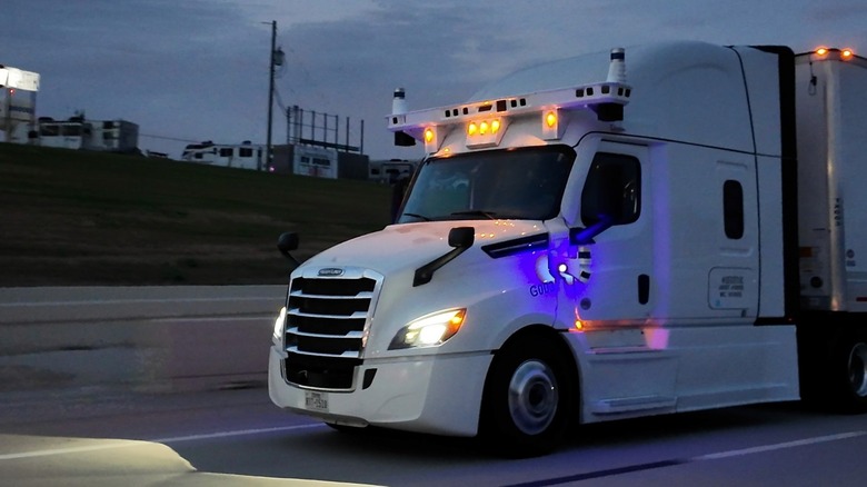 Image of the bot auto truck on a test drive.
