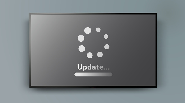 A vector graphic of a television displaying an update screen.