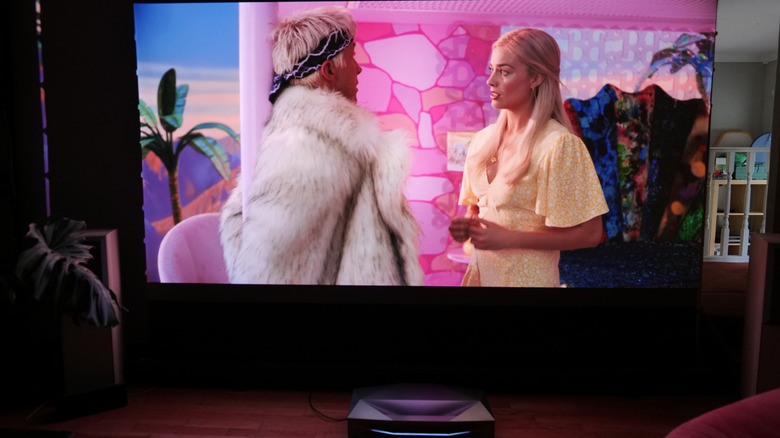 The Barbie movie on the Aetherion Max, showing bright colors and incredible details