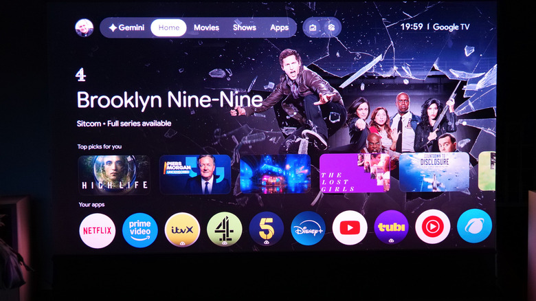 Google TV running on the Aetherion Max projector