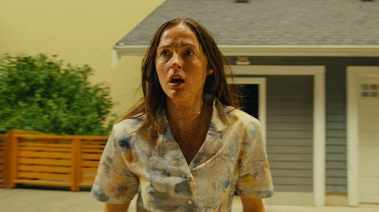 Renate Reinsve looking scared as they are seemingly trapped in the "Backrooms" universe in the film "Backrooms"