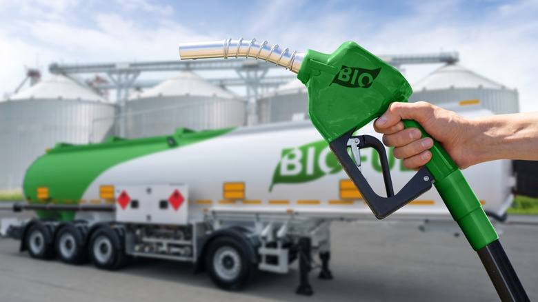 Artistic rendition of oil tanker filled with biofuel
