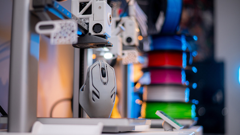 Close-up view of a Bambu Lab 3D printer.