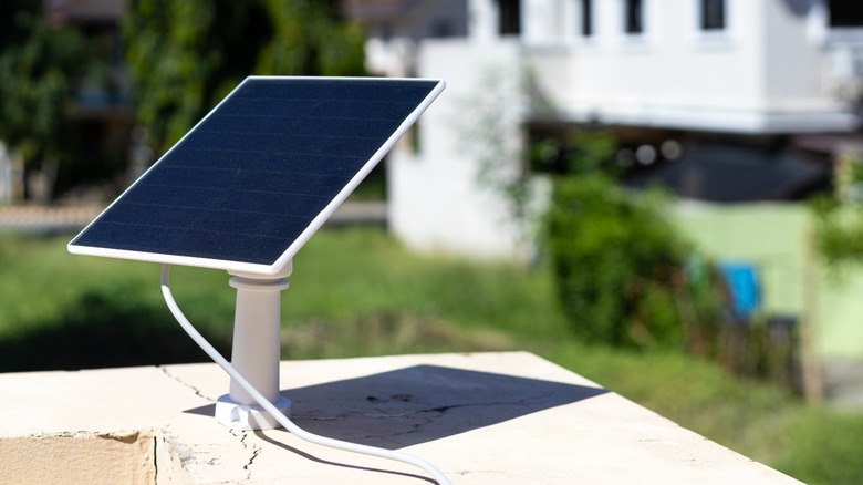 Solar panel for the Baseus Security PrimeSentinel U2 Pro installed on a balcony ledge