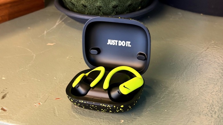Powerbeats Pro 2 Nike Edition has a Nike logo on the earbuds and the company's slogan on the charging case