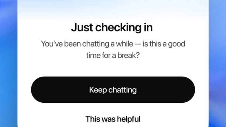 ChatGPT will show you a message when you spend too much time inside the app.