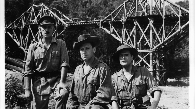 Alec Guinness and co-stars in "Bridge on the River Kwai"