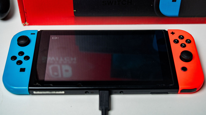 A Nintendo Switch 2 in a dock