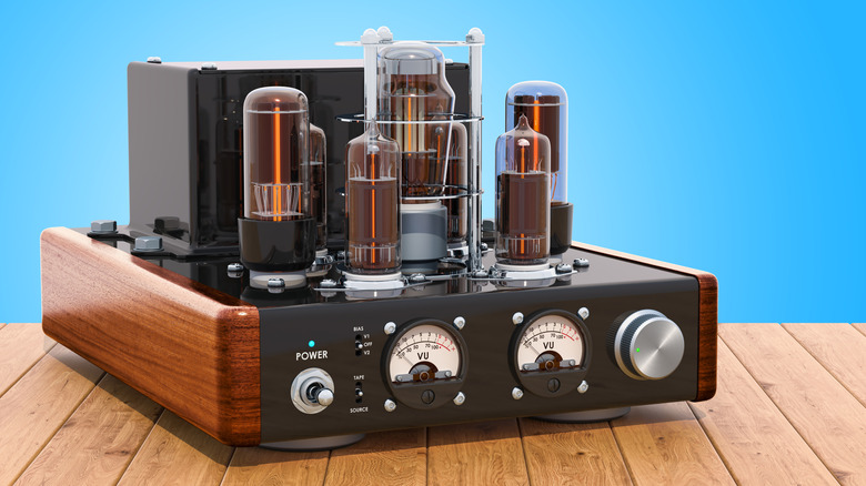 A vintage tube amplifier on a table
