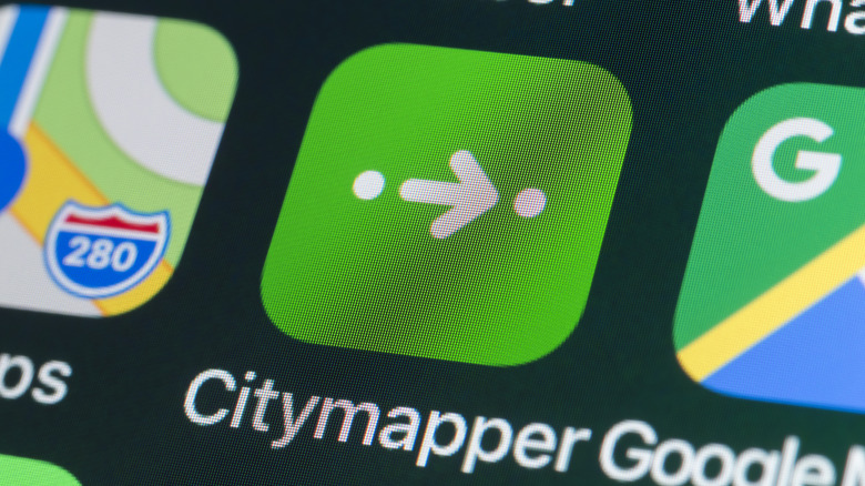 Citymapper app on a smat phone homescreen