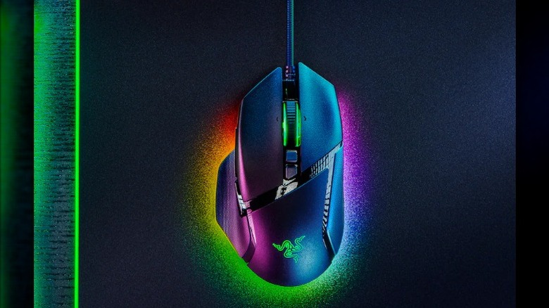 RGB lighting mouse placed on a mousepad