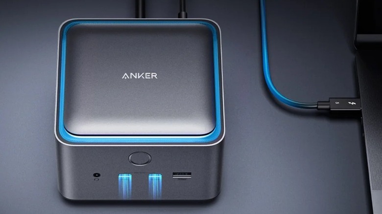 Anker Prime TB5 Docking Station connected to a laptop