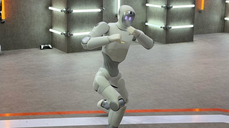 Humanoid robot showing its martial arts capabilities