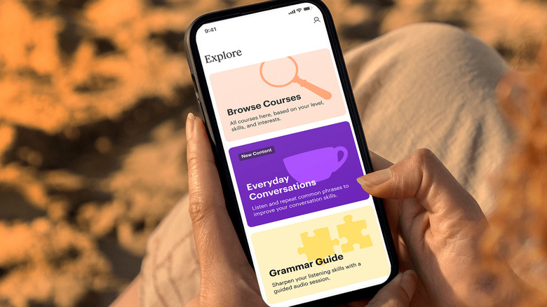 Babbel language learning app on phone