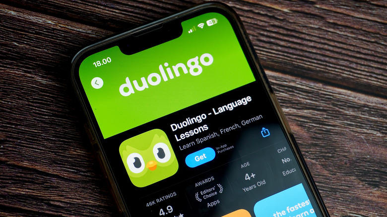 Duolingo language learning app on a phone