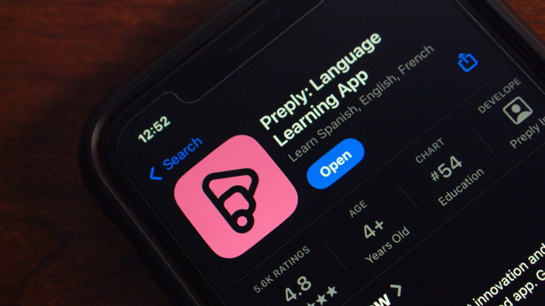 Preply app store listing open on a phone