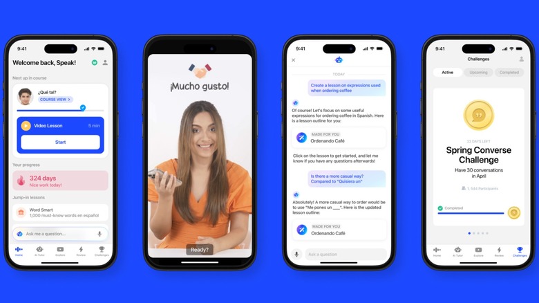 Speak language learning app UI examples