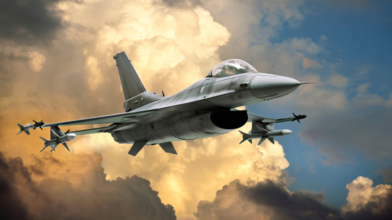 A fighter jet model against a dramatic backdrop. Fab365 features 3D print models of military airplanes among their many offerings.