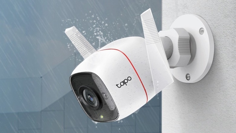 The Tapo C310 mounted to a wall