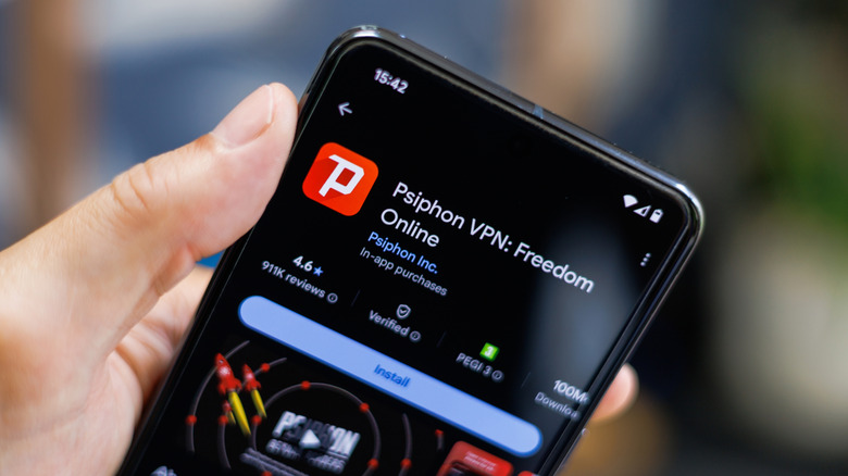 Psiphon vpn download page on Play Store