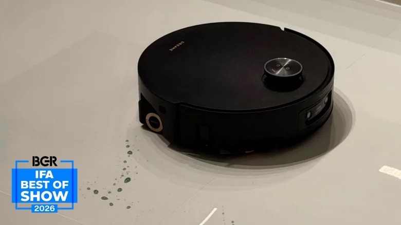 Robot vacuum cleaning a hard floor