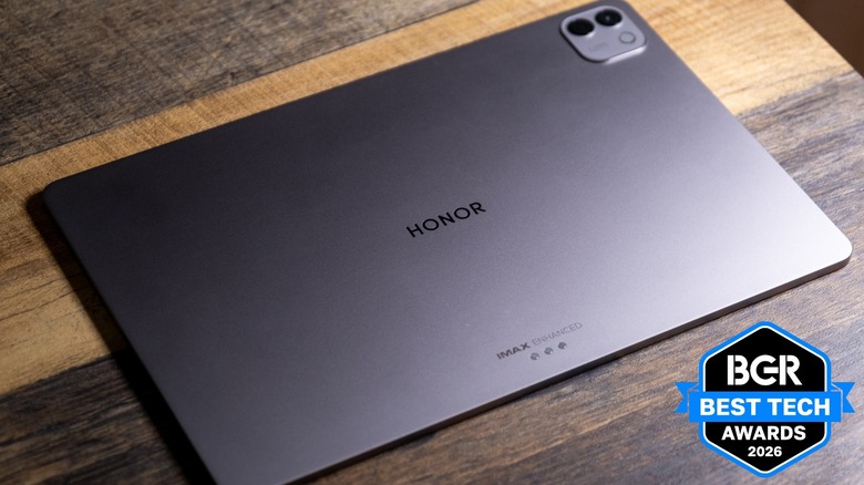 Honor MagicPad4 tablet sitting face down on a table.