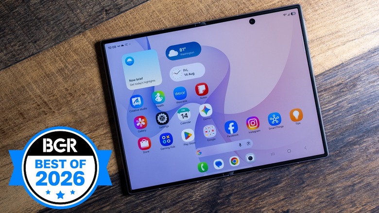Galaxy Z Fold 8 unfolded on a table.