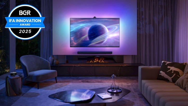 Govee TV Backlight 3 Pro lights up behind a TV in a living room