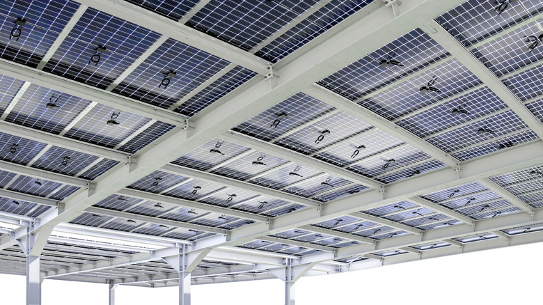 The back of installed bifacial solar panels