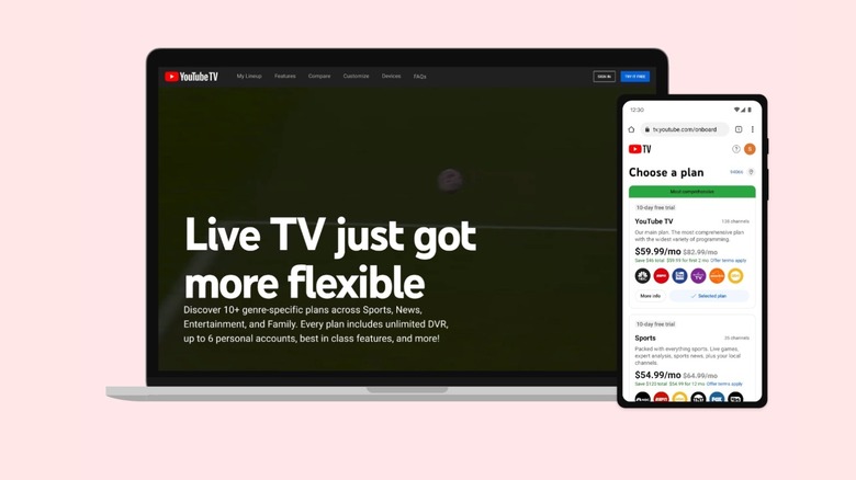 YouTube TV new plans on a computer and a phone