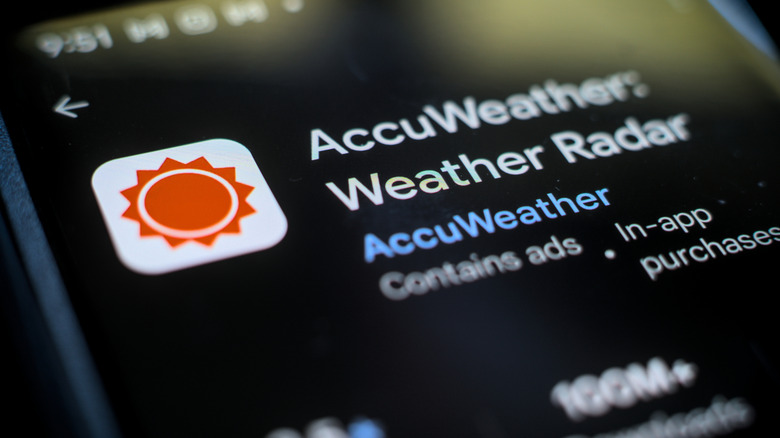 The AccuWeather app listing in an app store