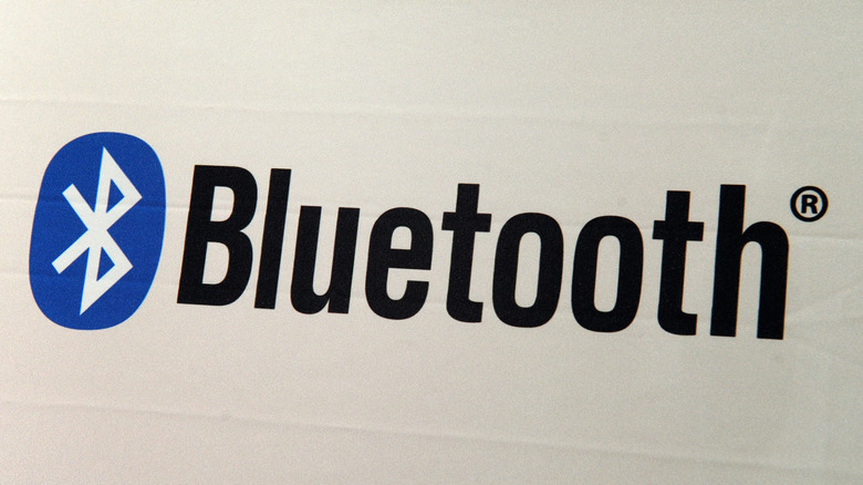 The Bluetooth logo with symbol against a blank background.