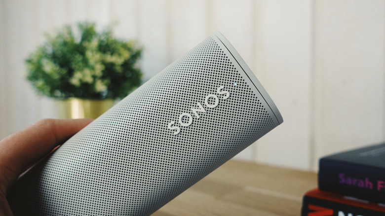 A portable Sonos speaker.