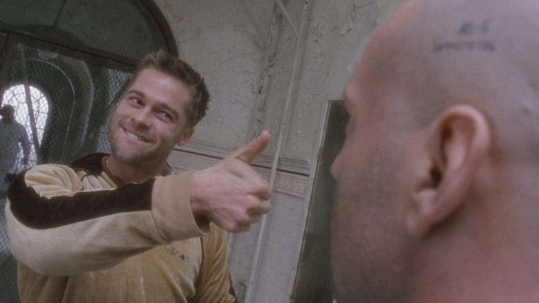 Brad Pitt giving the thumbs up in 12 Monkeys