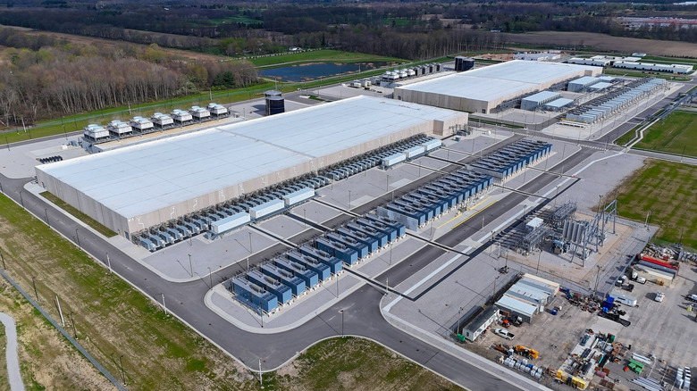 Aerial shot of a large data center.