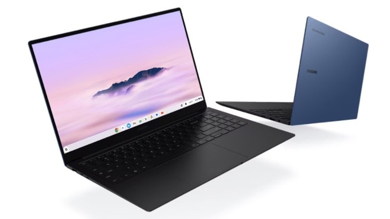 A product render of the Samsung Galaxy Chromebook Plus laptop.