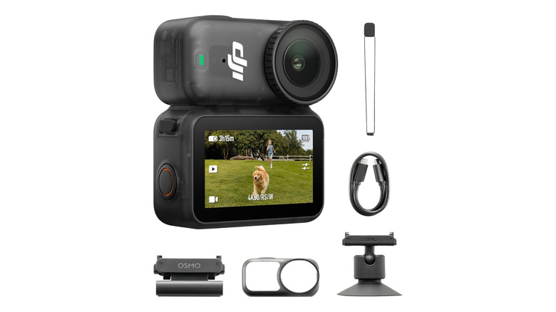 The DJI Osmo Nano and accessories against a white background