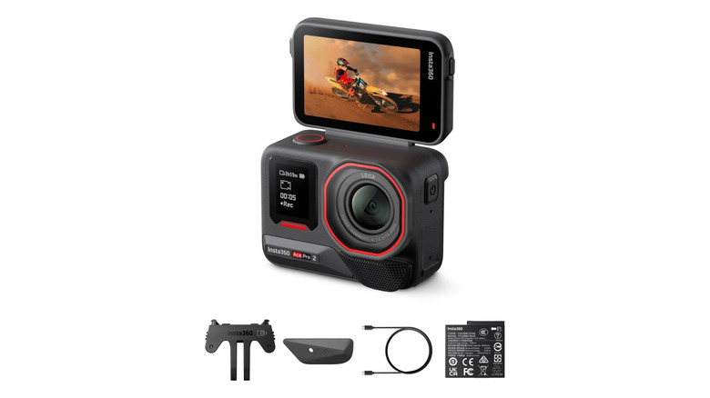 The Insta360 Ace Pro 2 and accessories against a white background