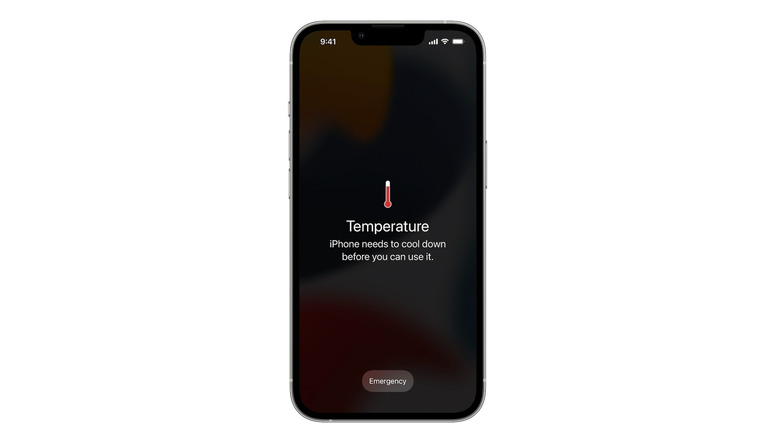 A message on an iPhone telling the user to wait for the device to cool down.