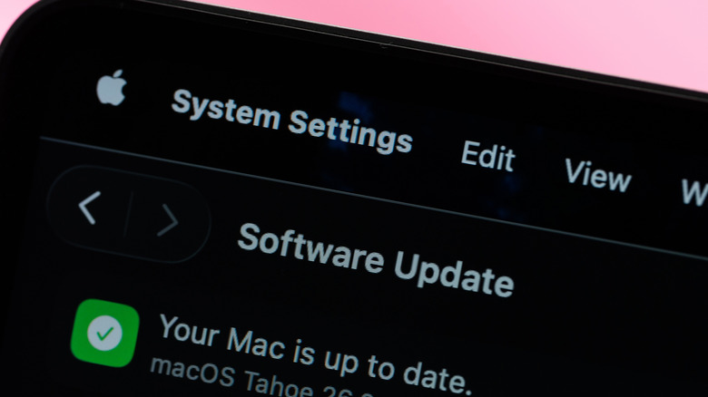 Settings menu on a macbook